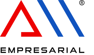 Logotipo con las letras estilizadas ‘A’ y ‘M’ en rojo y azul, seguido de la palabra ‘EMPRESARIAL’ en negrita y mayúsculas, con un símbolo de marca registrada, todo sobre un fondo blanco.