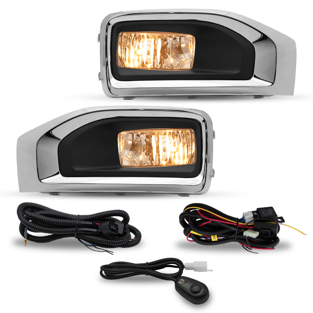 Kit faros de niebla Yukon Denali 15-16 filo cromo  c/arnes, switch universal y focos