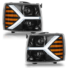 Load image into Gallery viewer, Faros Cheyenne Silverado 07-13 negros c/luz de dia+ lupa performance