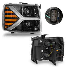Load image into Gallery viewer, Faros Cheyenne Silverado 07-13 negros c/luz de dia+ lupa performance