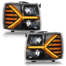 Load image into Gallery viewer, Faros Cheyenne Silverado 07-13 negros c/luz de dia+ lupa performance