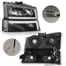 Load image into Gallery viewer, Faros Cheyenne Silverado 03-06 negros c/luz de dia LED performance