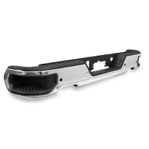 Defensa trasera Silverado cheyenne 19-22 c/sensor p/2 escapes completa c/sportes cromo