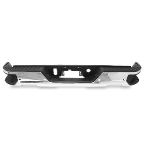 Defensa trasera Silverado cheyenne 19-22 c/sensor p/2 escapes completa c/sportes cromo