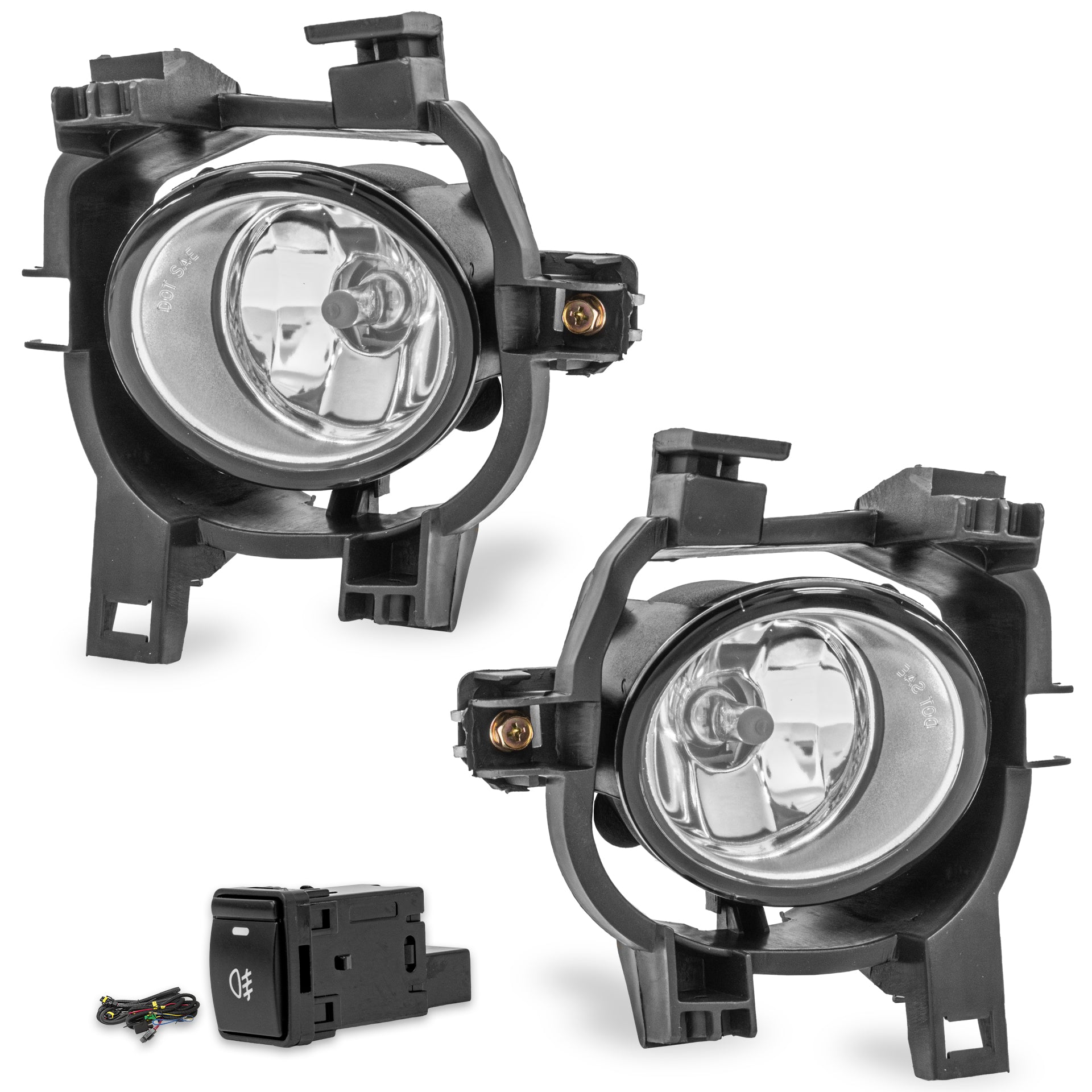 Kit Faros de niebla Np300 Frontier 17-20 con filo cromo, cables, interruptor oem y focos H11