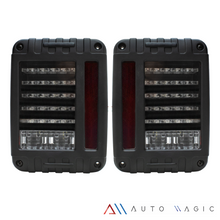Cargar imagen en el visor de la galería, Calaveras Jeep Wrangler 07-18 LED negras de alto rendimiento
