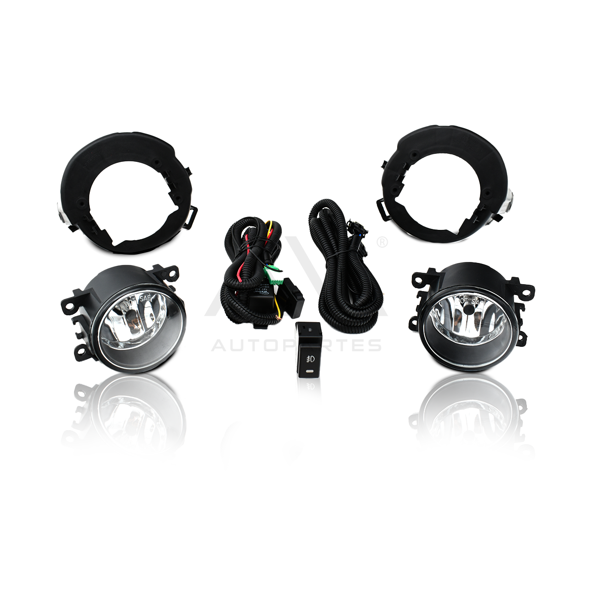 Kit faros de niebla Frontier 05-15 Pathfinder 05-12 'Pro crew cab 4x2  Pro crew cab 4x4 V6 Se, Le c/bases c/arnes, switch oem y focos