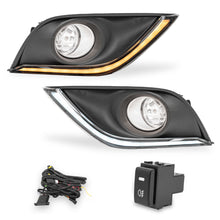 Cargar imagen en el visor de la galería, Kit faros de niebla Versa 15-18 con luz de dia c/direccional c/arnes switch oem focos H11