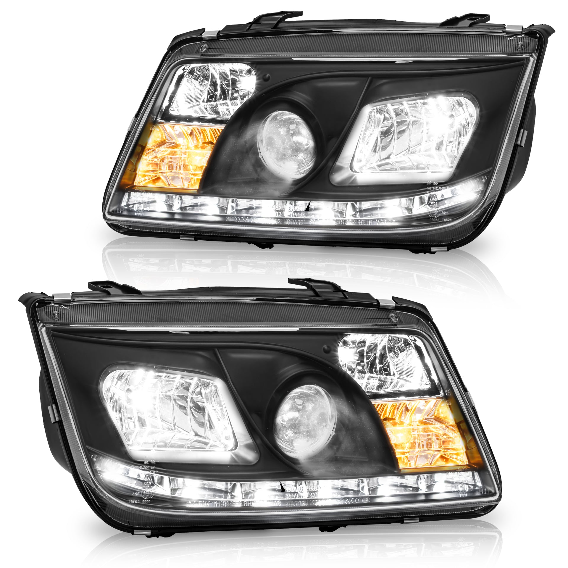 Faros Jetta A4 c/lupa tira LED 99-07 Performance