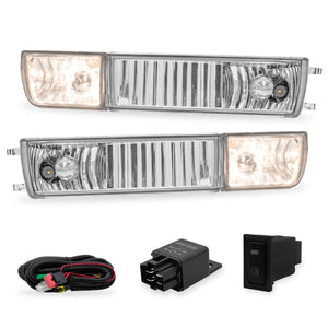 Kit Faros de niebla cromo + cuartos Golf/Jetta 93-99 c/arnes switch Universal y focos H3