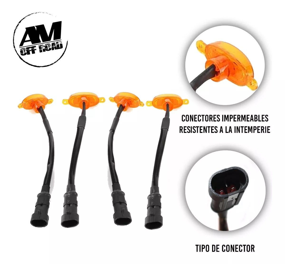 Cuartos c/Luz de dia mica ambar para parrilla universal 4LEDs. 8 vatios