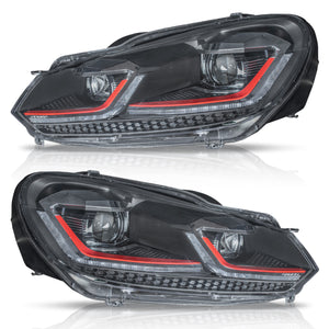 Faros Golf 7.5 18-21 doble lupa, DRL direccionales LED secuenciales, H7 sin focos Performance