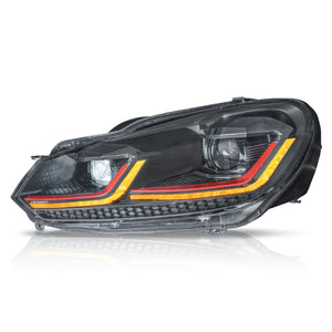 Faros Golf 7.5 18-21 doble lupa, DRL direccionales LED secuenciales, H7 sin focos Performance