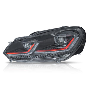 Faros Golf 7.5 18-21 doble lupa, DRL direccionales LED secuenciales, H7 sin focos Performance