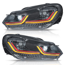 Cargar imagen en el visor de la galería, Faros Golf 7.5 18-21 doble lupa, DRL direccionales LED secuenciales, H7 sin focos Performance