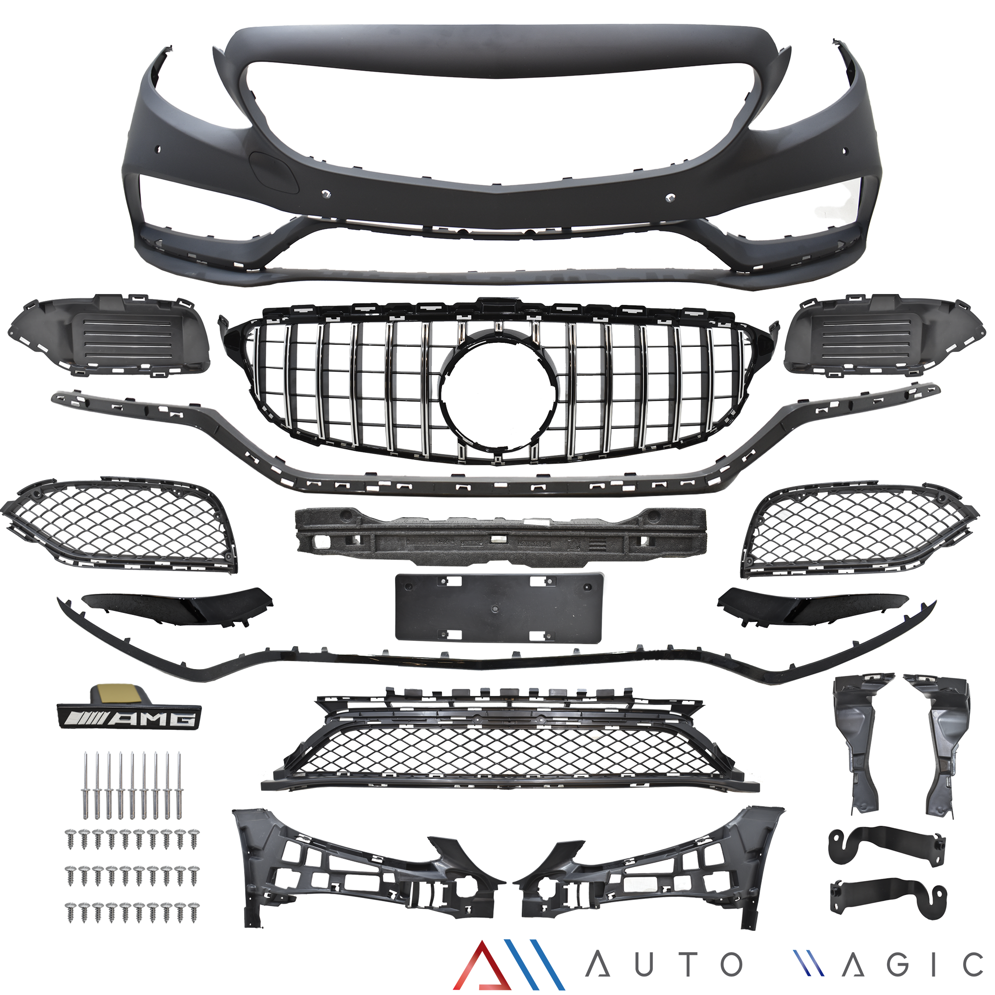 Defensa delantera Mercedes AMG clase C 15-20 completa con accesorios