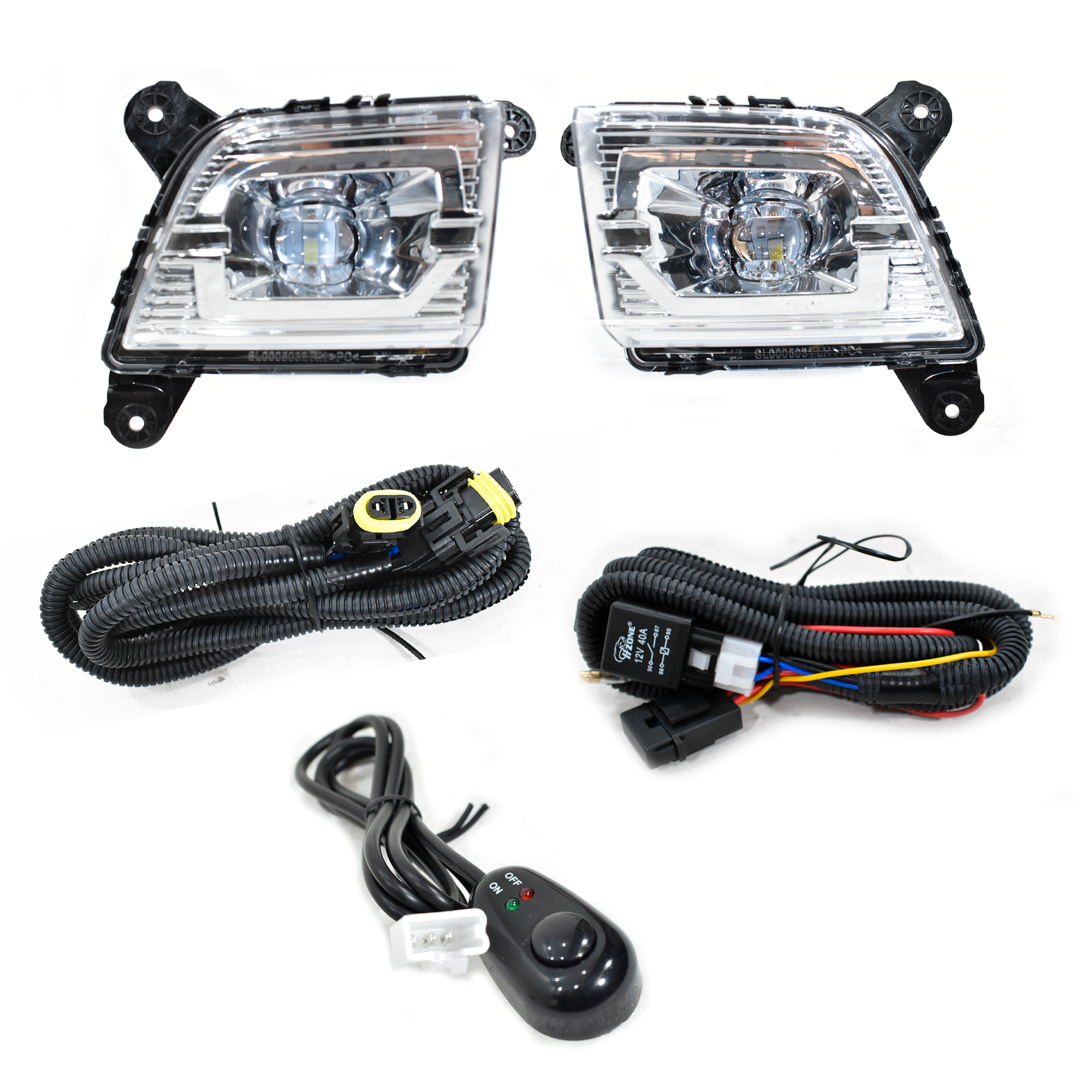 Kit faros de niebla Silverado 19-20 cromo c/arnes switch Universal LED