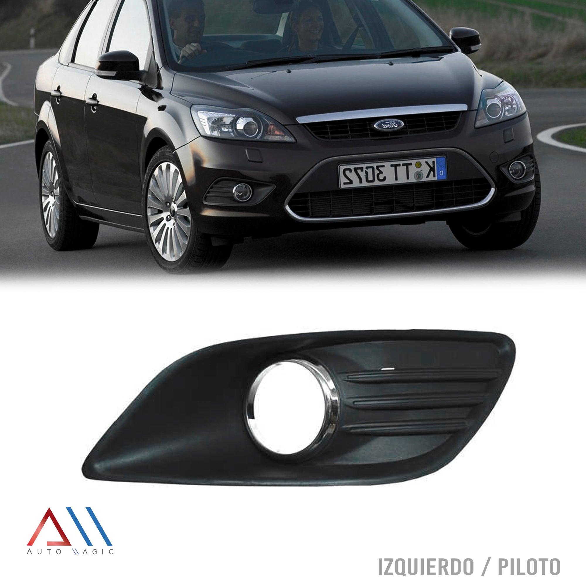 Rejilla focus 09-11 c/moldura cromada p/faro niebla derecha