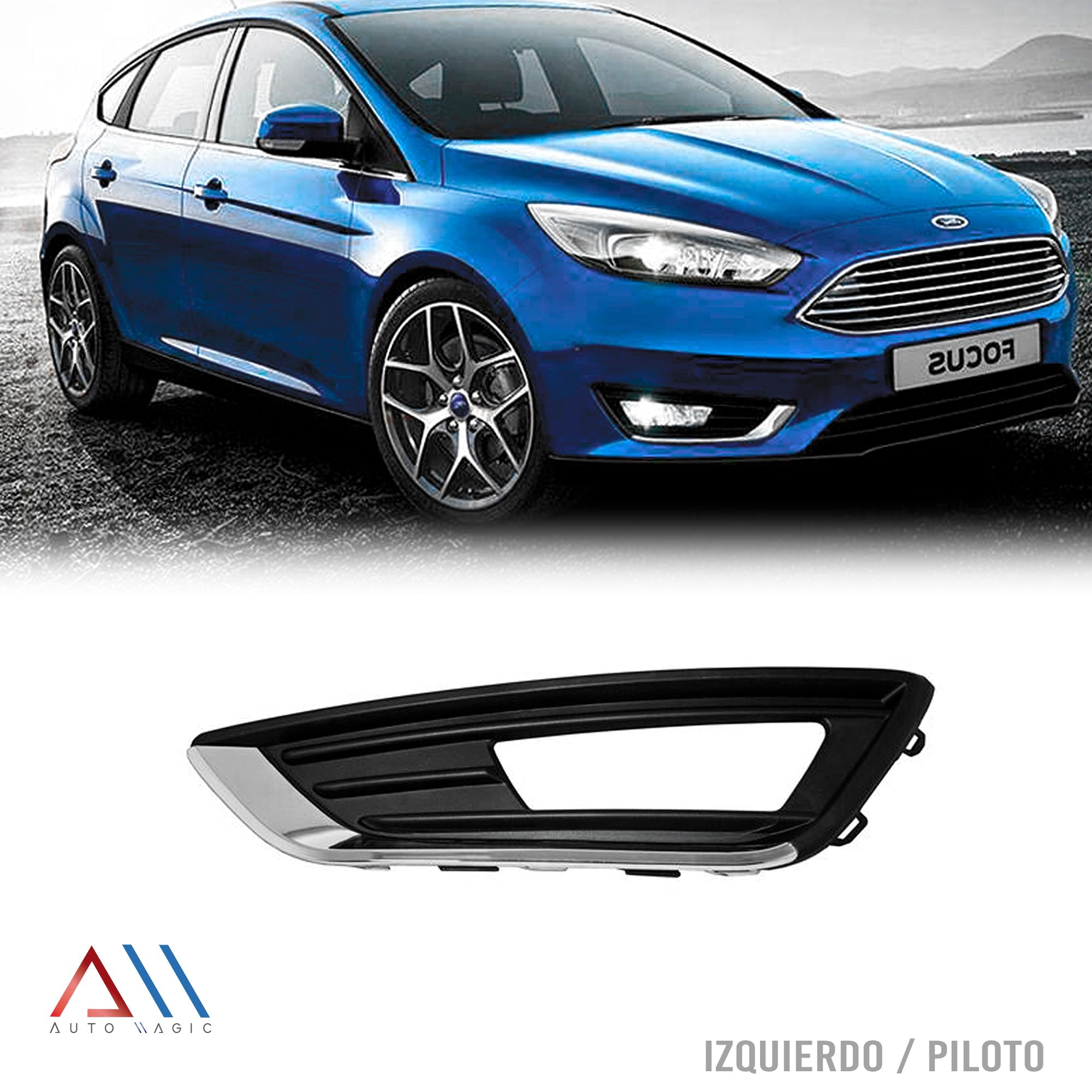 Rejilla focus 15-16 c/moldura cromada p/faro niebla izquierda