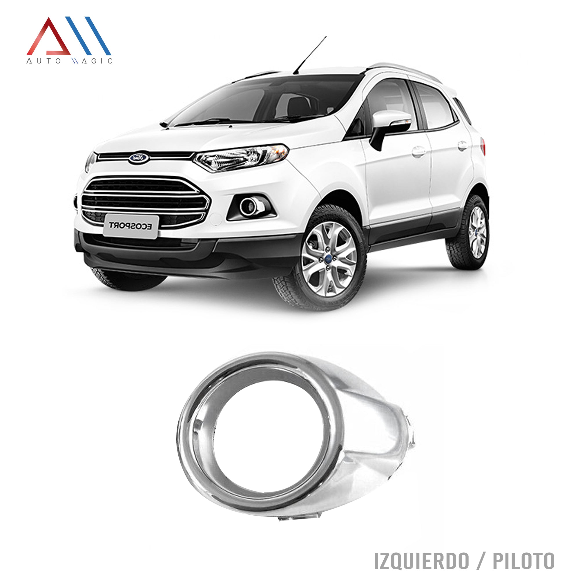 Rejilla Ecosport 13-17 c/moldura cromada p/faro niebla izquierda