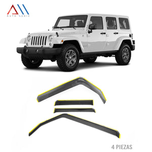 ROMPEVIENTOS DE VENTANA PARA JK -- WRANGLER 2007 /2008 /2009 /2010 /2011 /2012 /2013 /2014 /2015 /2016 /2017 /2018 (4 Piezas)