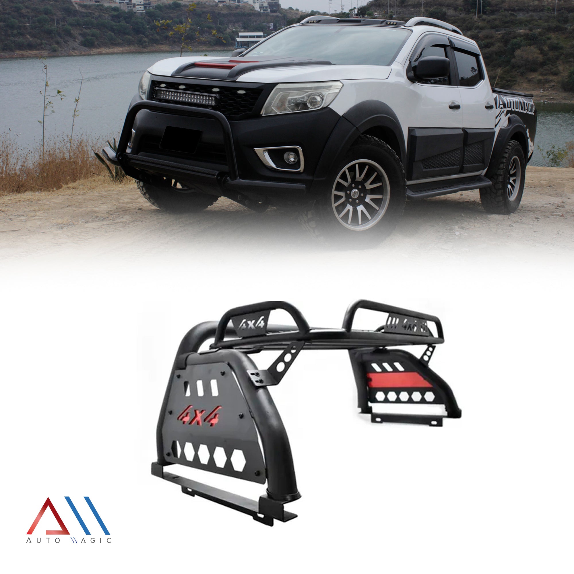 ROLL BAR CON CANASTILLA 4X4 PARA NP-300 -- FRONTIER -- NAVARA 2016 /2017 /2018 /2019