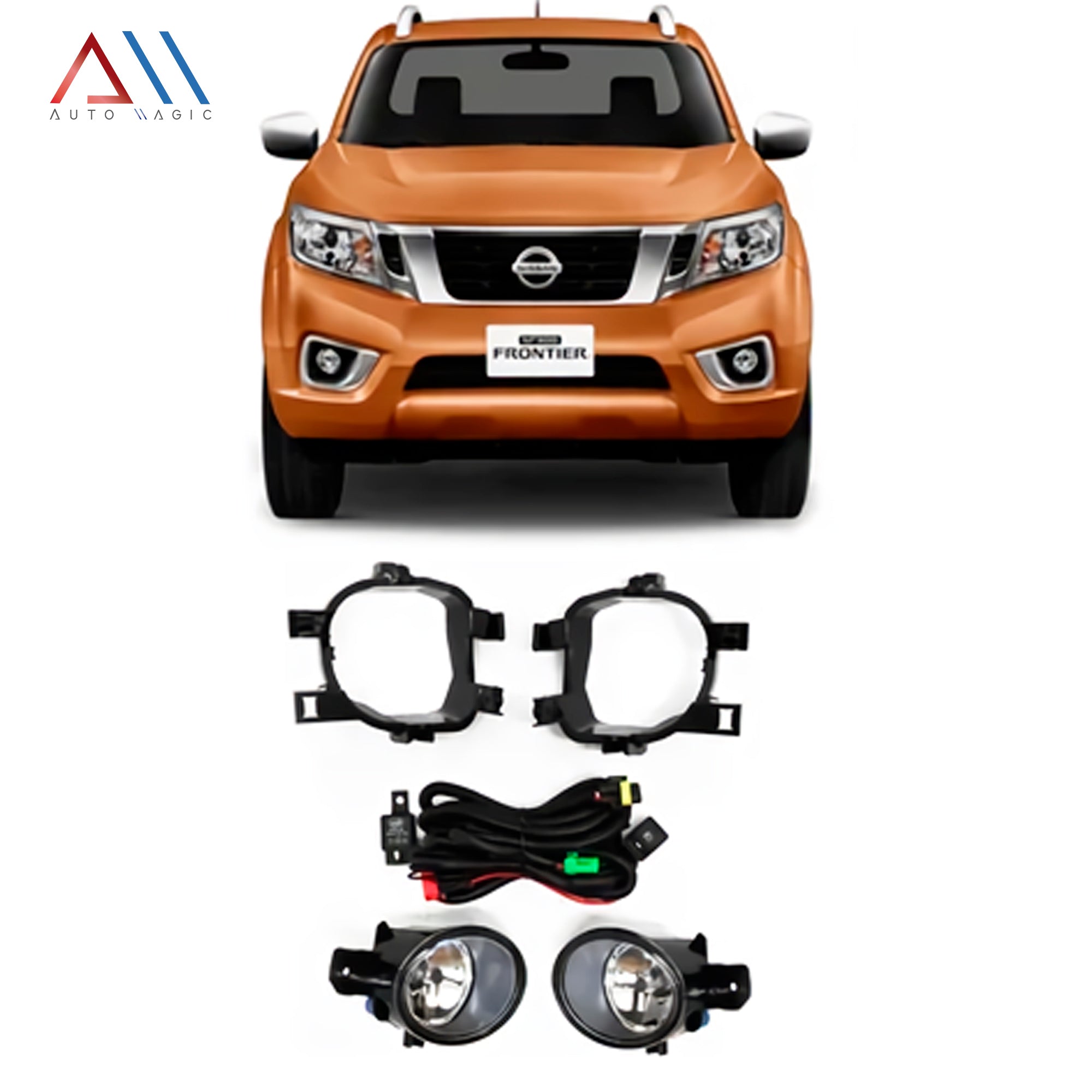 Kit Faros de niebla Np300 Frontier 17-20 c/arnes switch Universal y focos H11