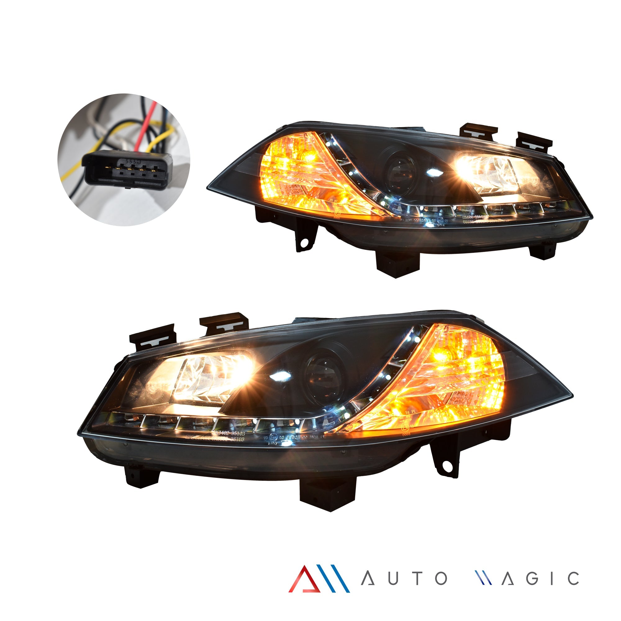 Faros Megane 03-06 c/lupa y luz de dia Performance