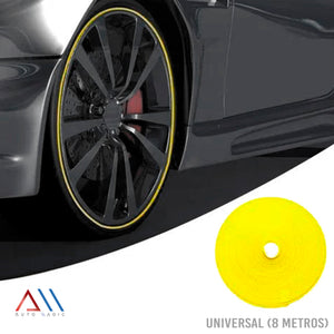 Rollo tira de goma protectora de rines adhesivo 8 mts. Amarillo