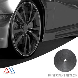 Rollo tira de goma protectora de rines adhesivo 8 mts. Negro